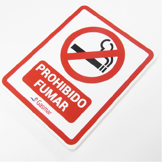 Letrero "prohibido fumar" en trovicel de 3mm de espesor para Gasmar